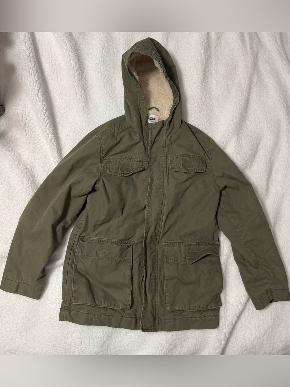 Old Navy Olive Green Kids Hooded Field Jacket